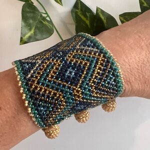 HANDMADE woven beaded wrist cuff